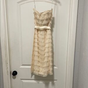Betsey Johnson Strapless Cream Lace Dress